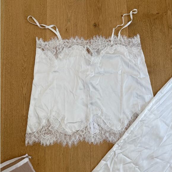 Kat The Label PJ Set Satin Cami and Pants Olivia Size M Ivory White - Picture 2 of 7